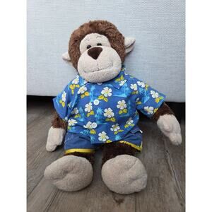 Build-A-Bear Monkey Plush in Tropical Hawaiian Shirt‎ & Board Shorts Outfit 16"